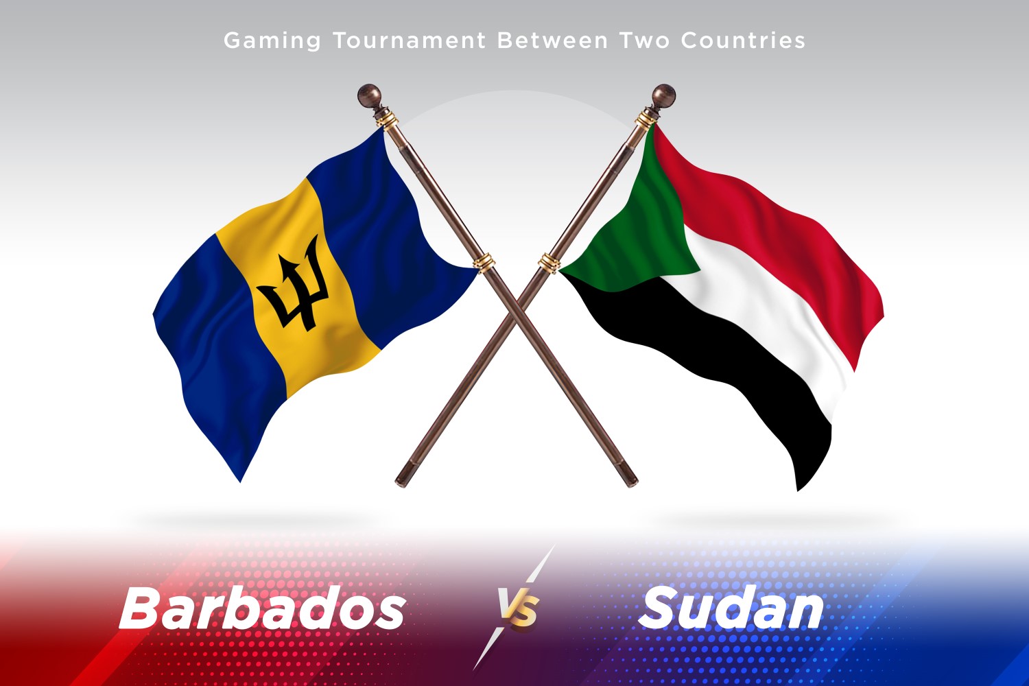 Barbados versus Sudan Two Flags