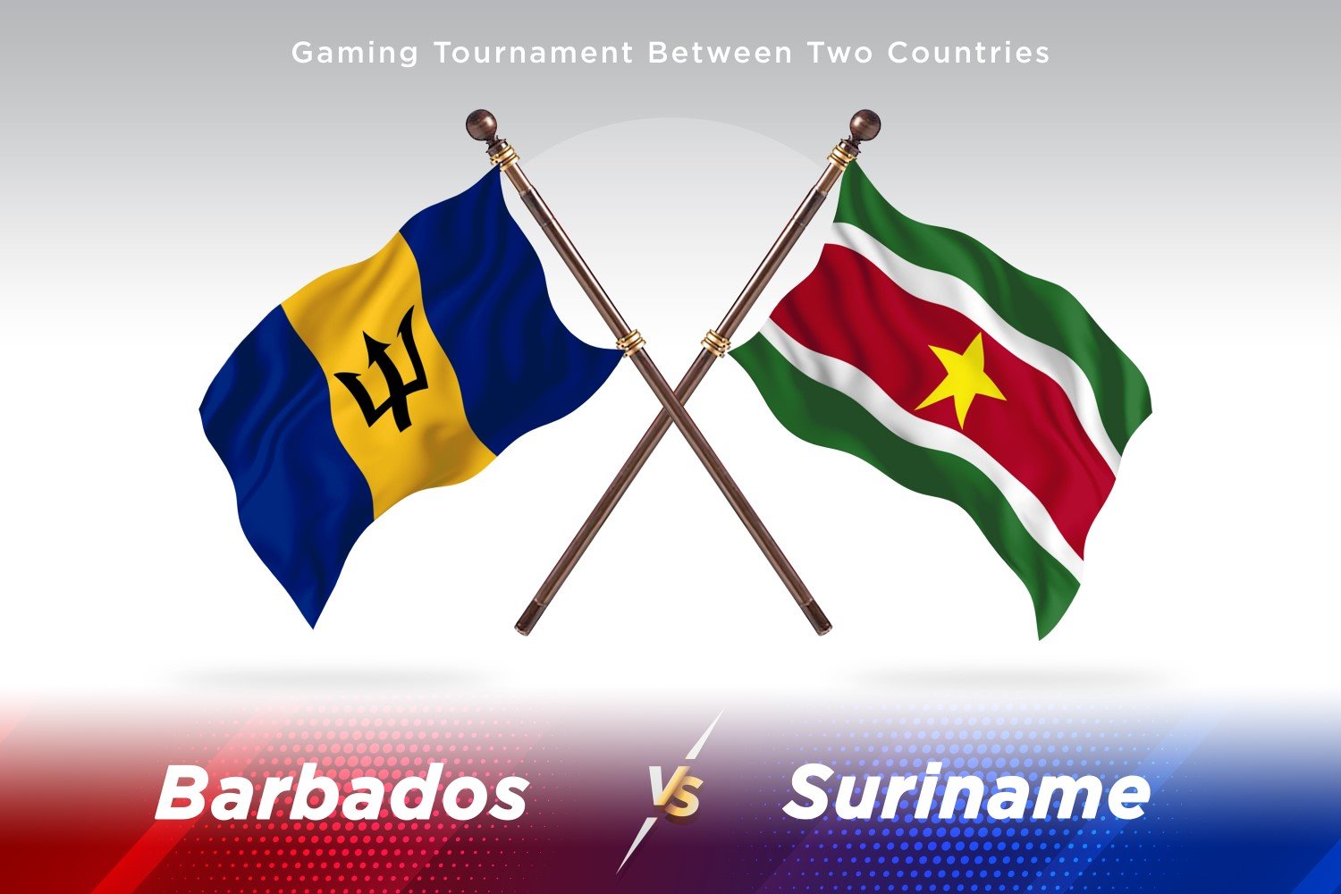 Barbados versus Suriname Two Flags