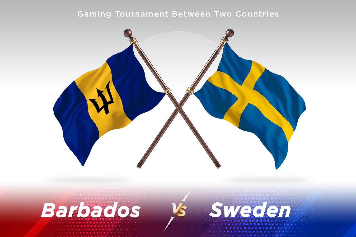 Barbados versus Sweden Two Flags