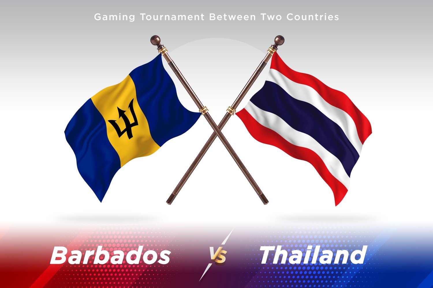 Barbados versus Thailand Two Flags