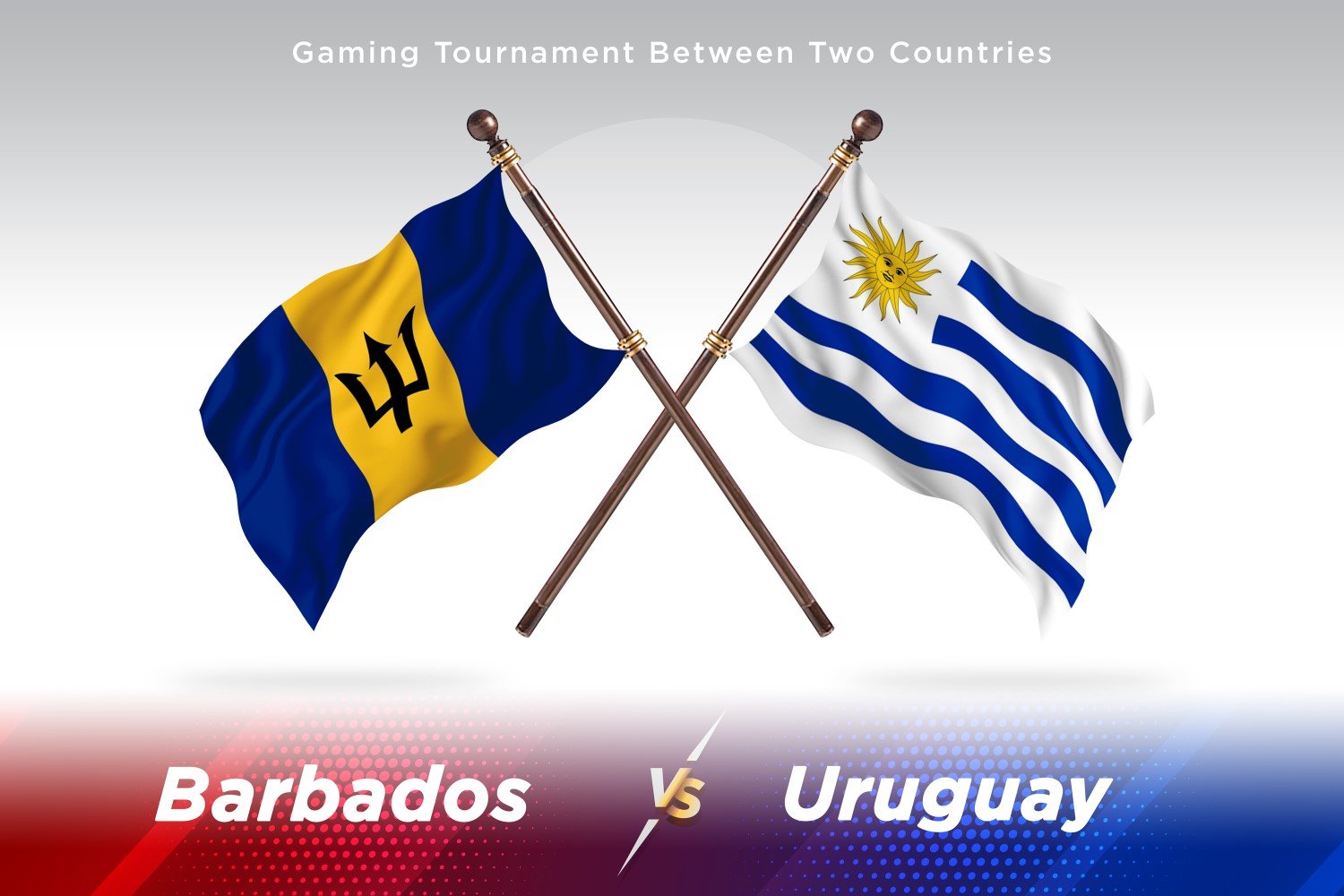 Barbados versus Uruguay Two Flags