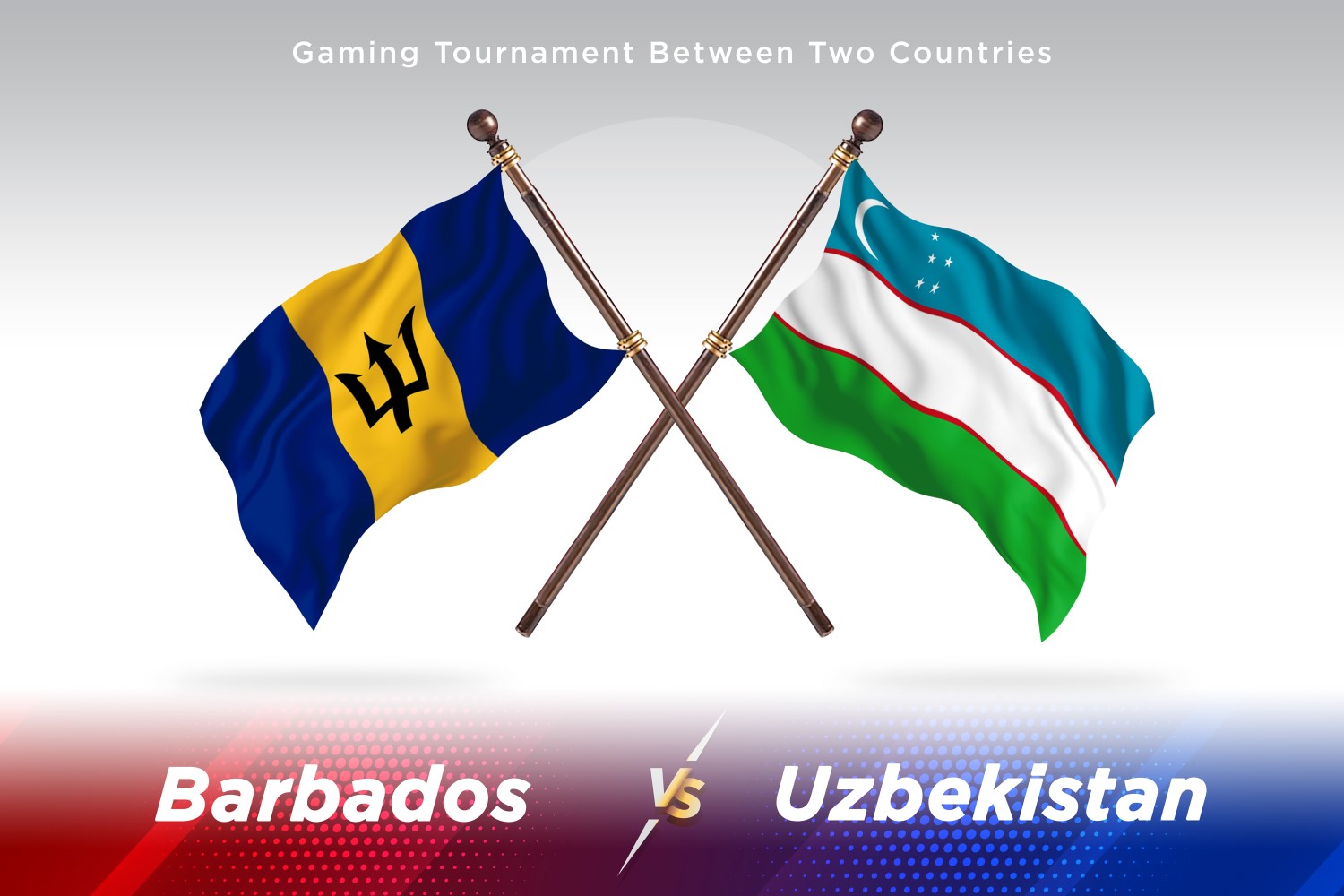 Barbados versus Uzbekistan Two Flags