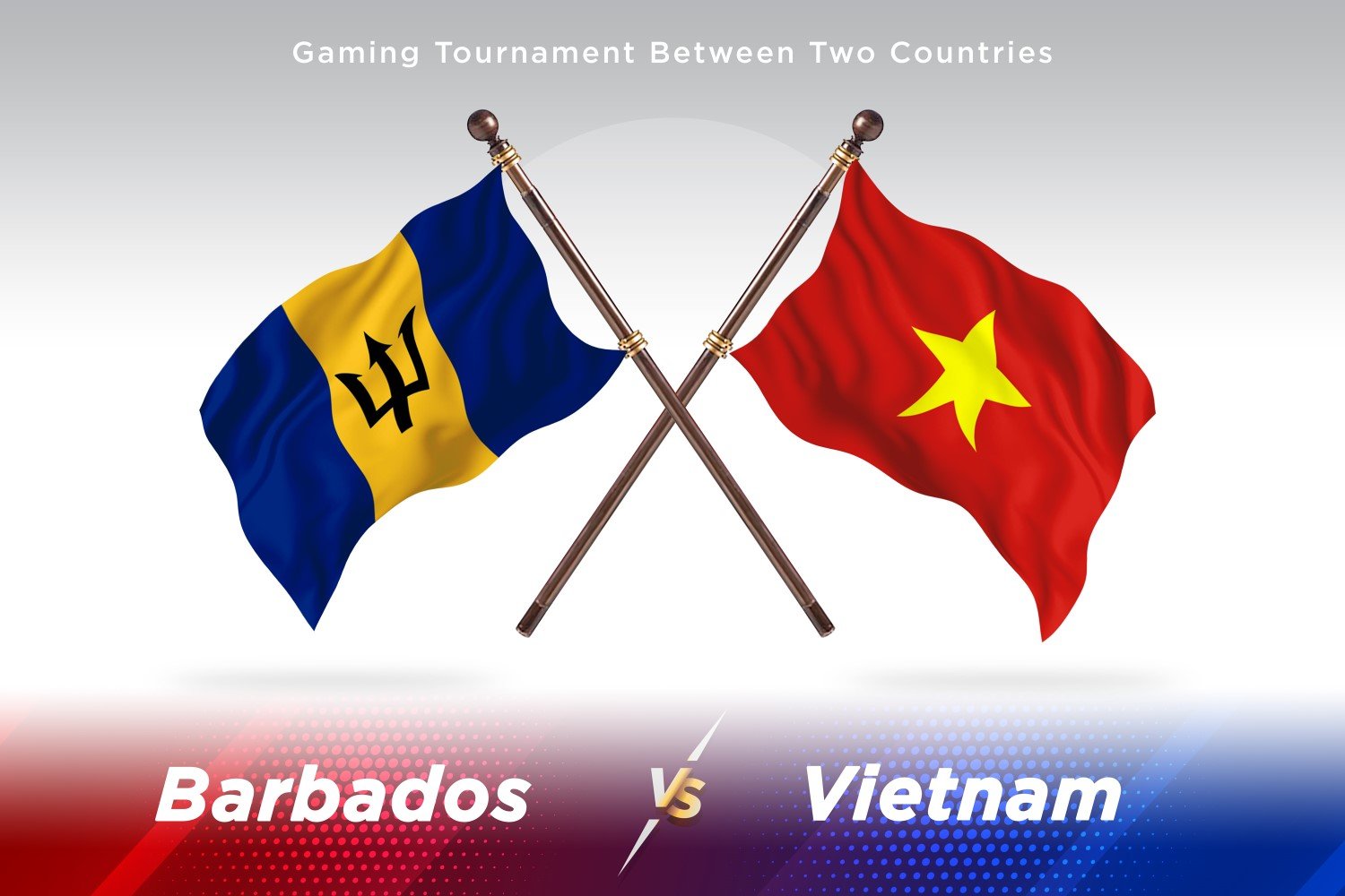 Barbados versus Vietnam Two Flags