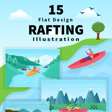 River Canoe Illustrations Templates 200492