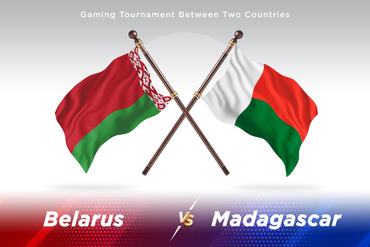 Belarus versus Madagascar Two Flags