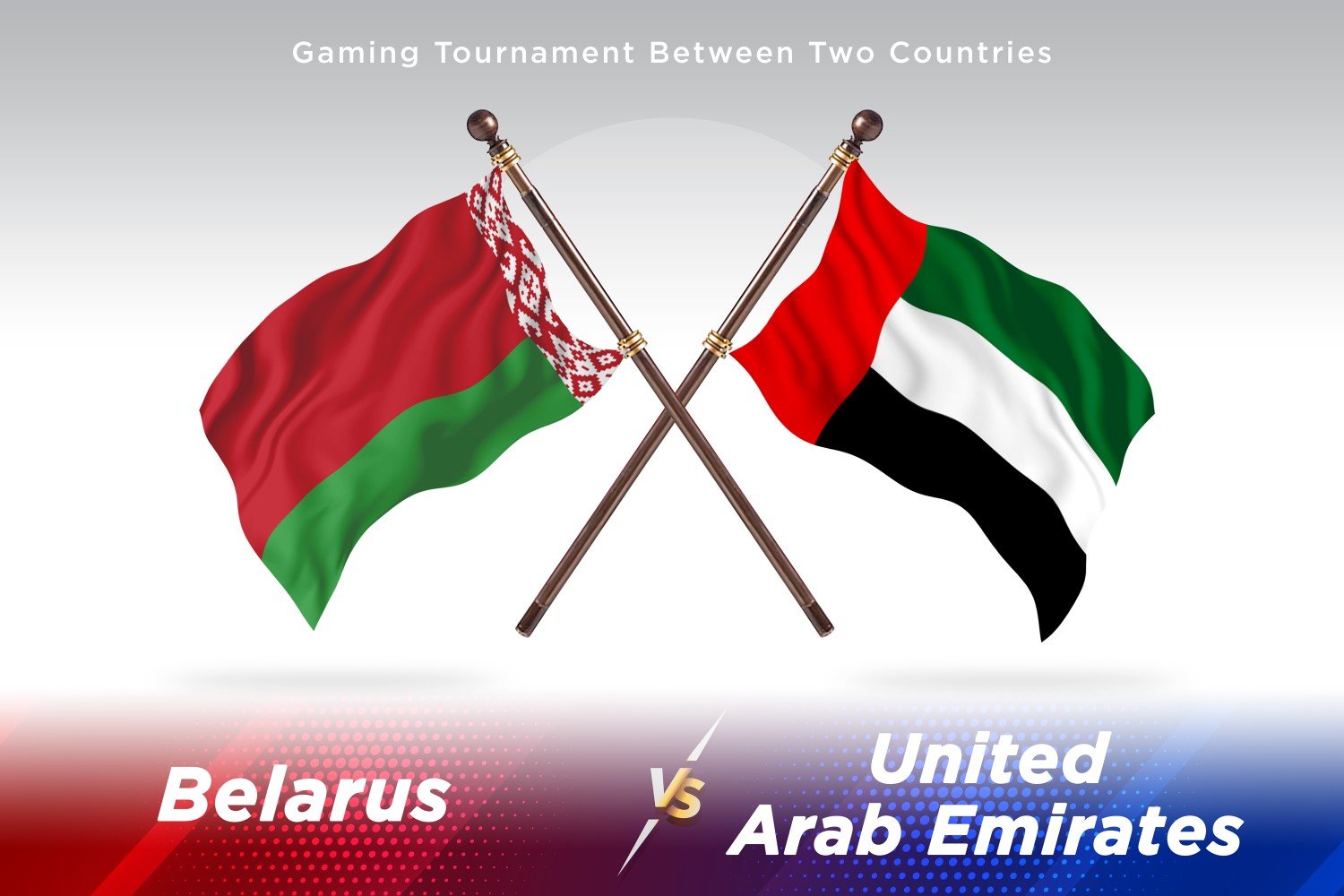 Belarus versus united Arab emirates Two Flags