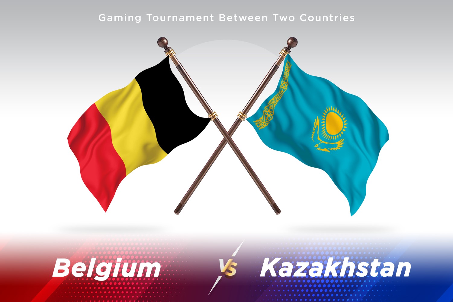 Belgium versus Kazakhstan Two Flags