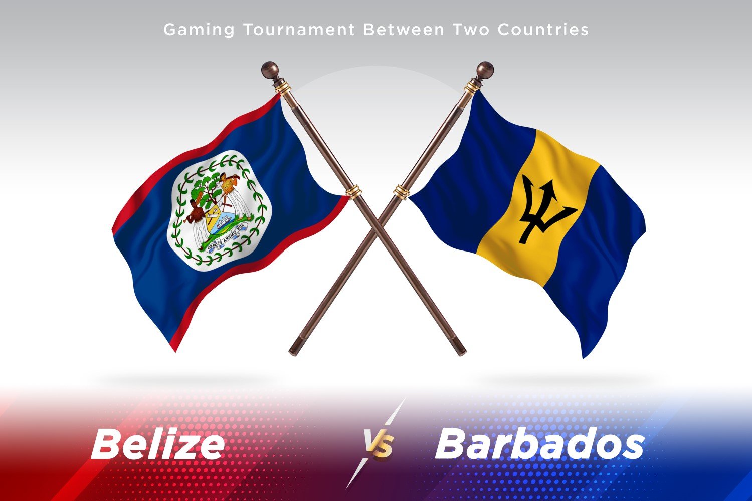 Belize versus Barbados Two Flags