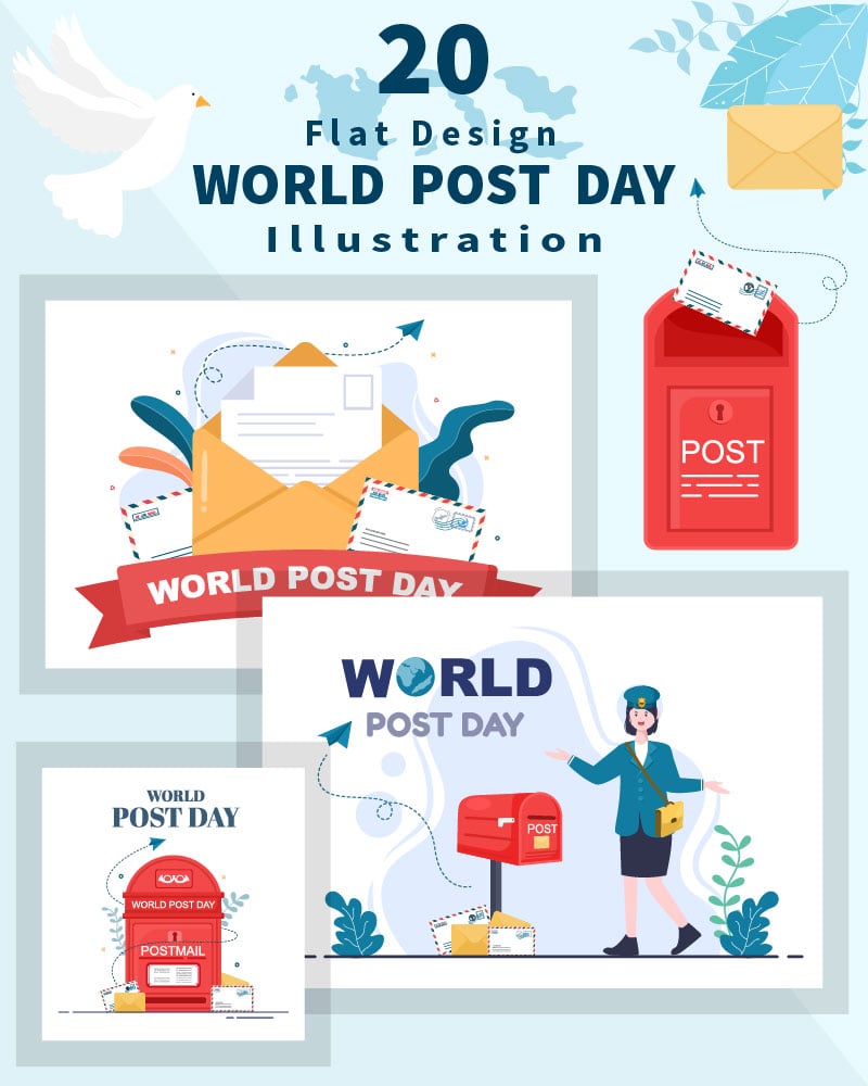 20 World Post Day Vector Illustration