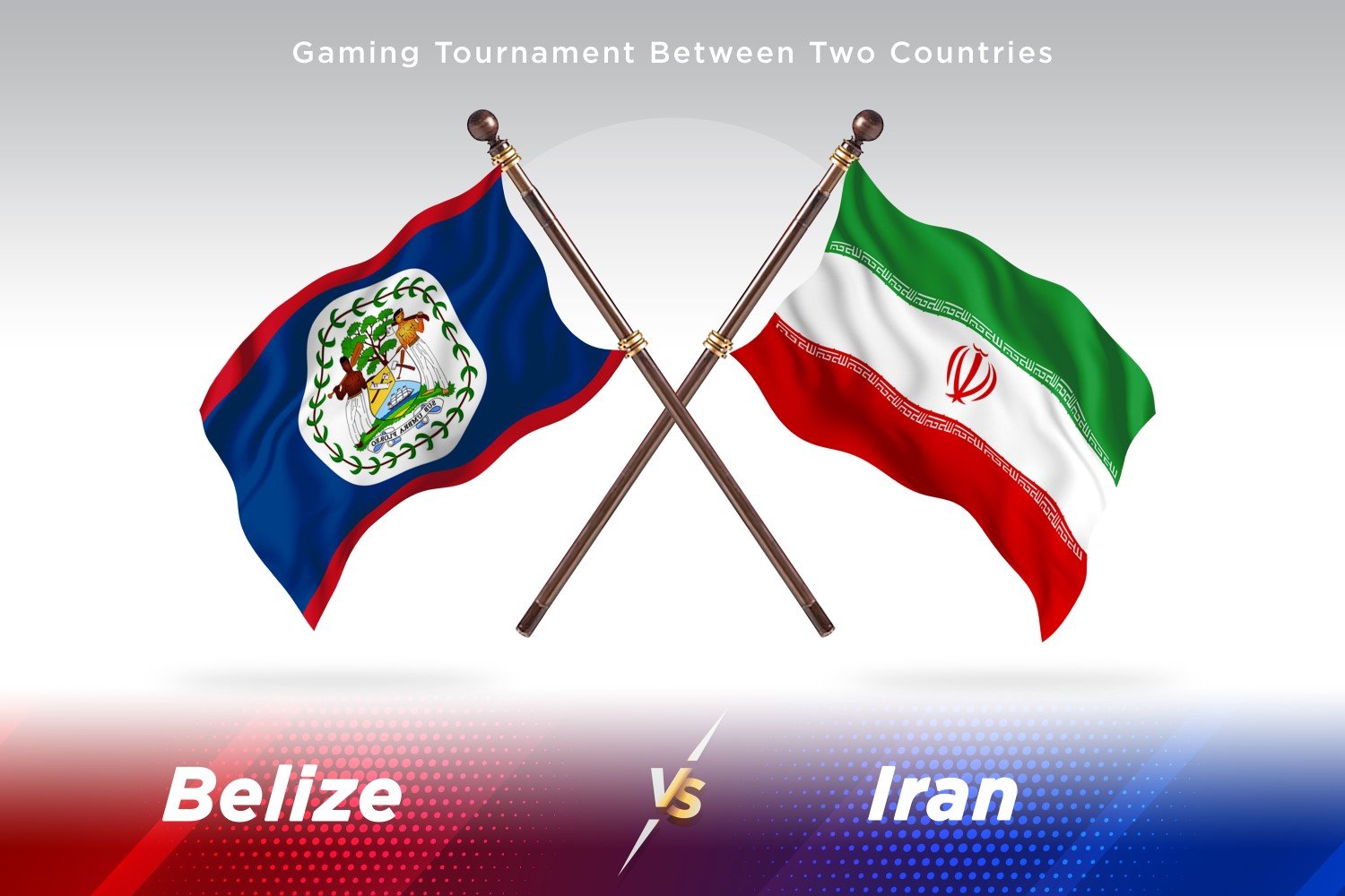 Belize versus Iran Two Flags