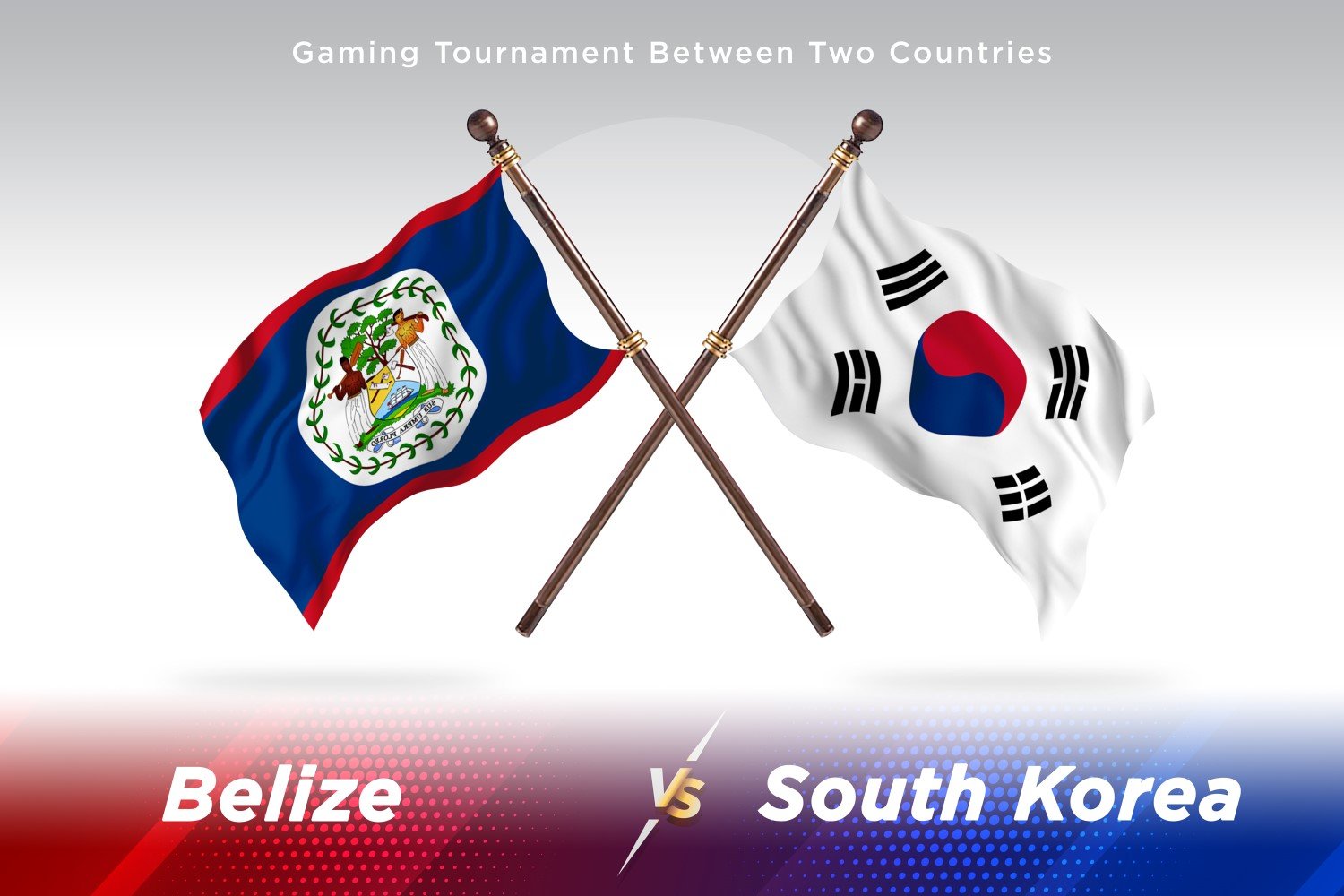 Belize versus south Korea Two Flags