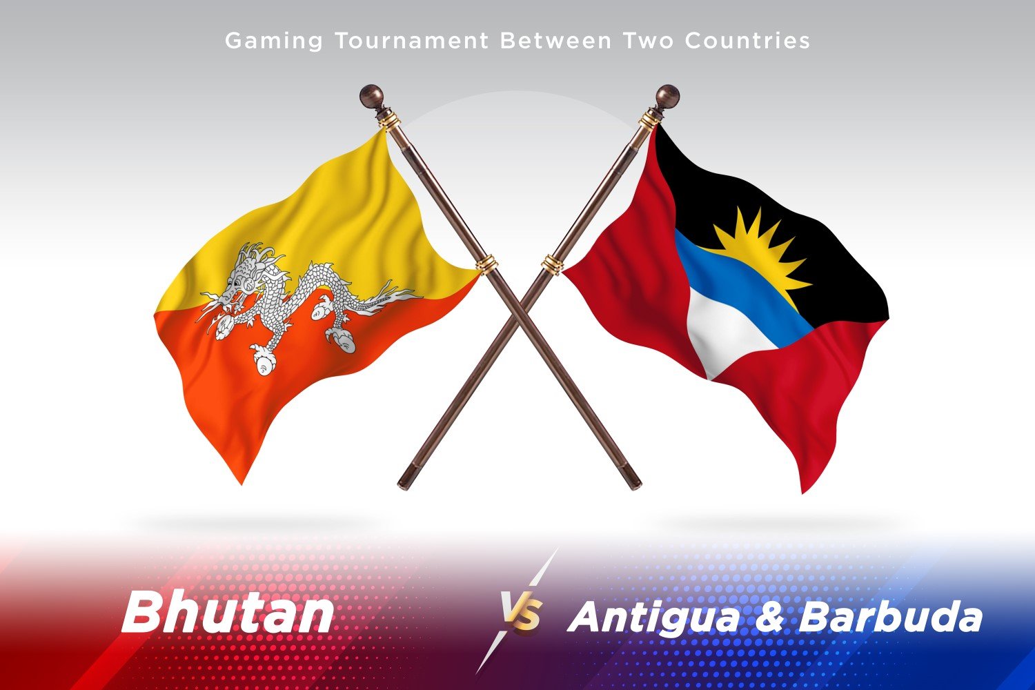 Bhutan versus Antigua and Barbuda Two Flags