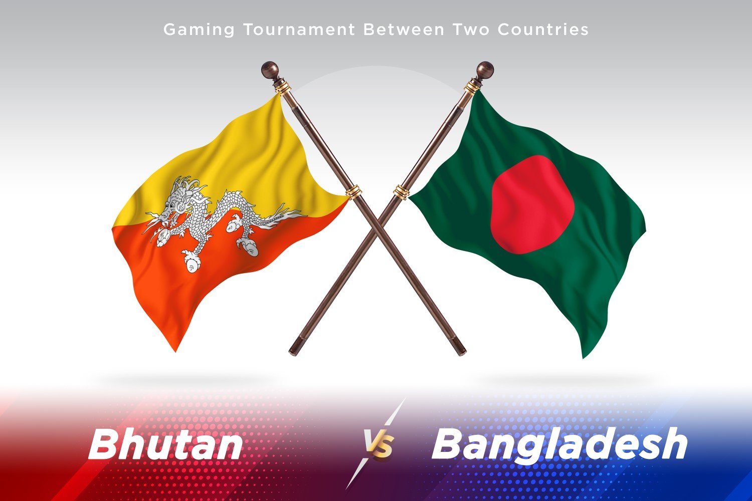 Bhutan versus Bangladesh Two Flags