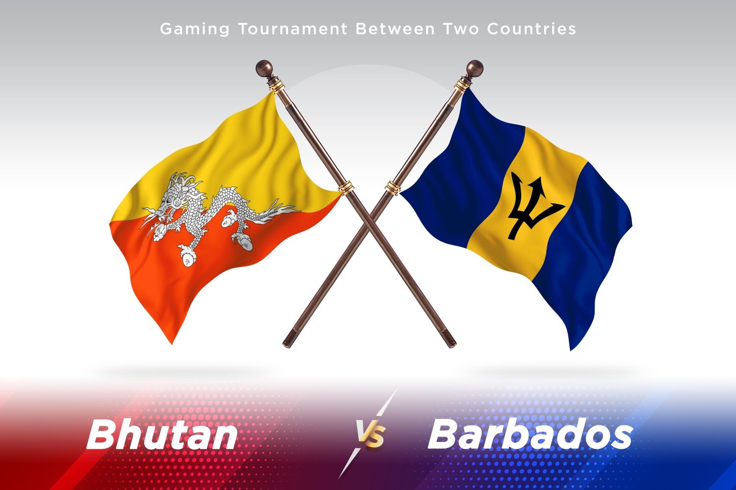 Bhutan versus Barbados Two Flags