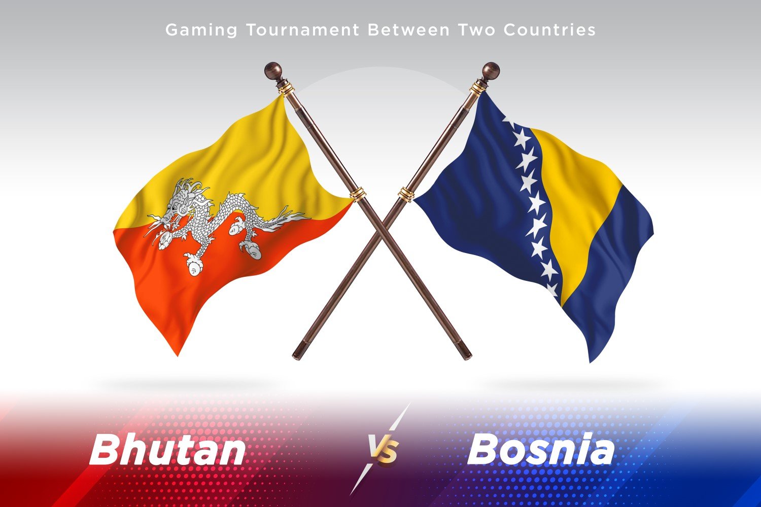 Bhutan versus Bosnia and Herzegovina Two Flags