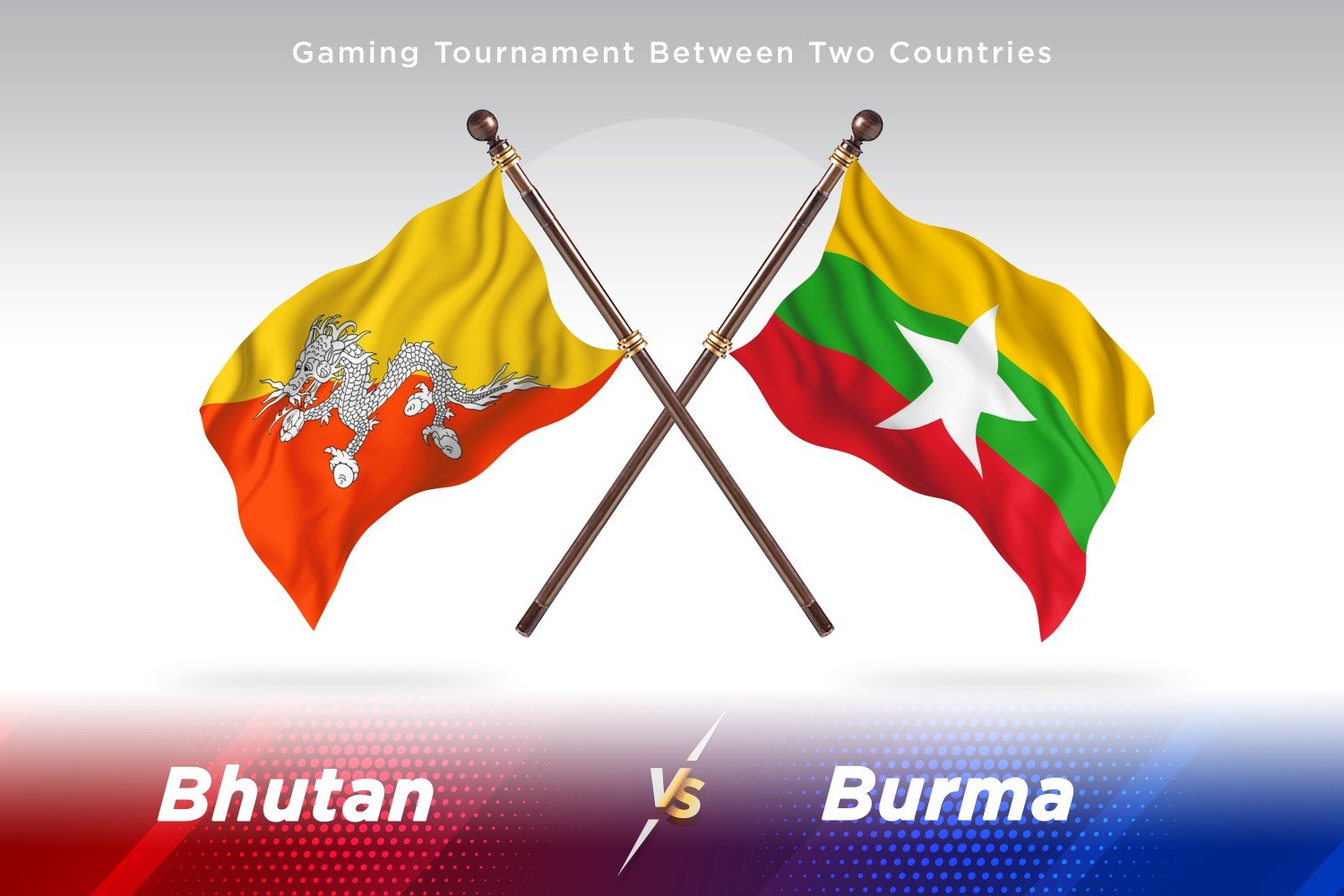 Bhutan versus Burma Two Flags