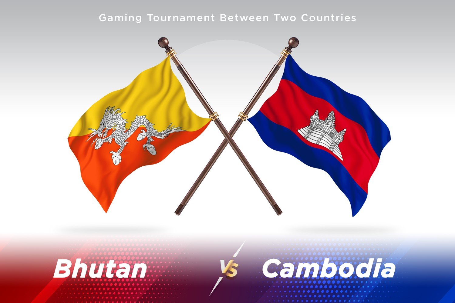 Bhutan versus Cambodia Two Flags