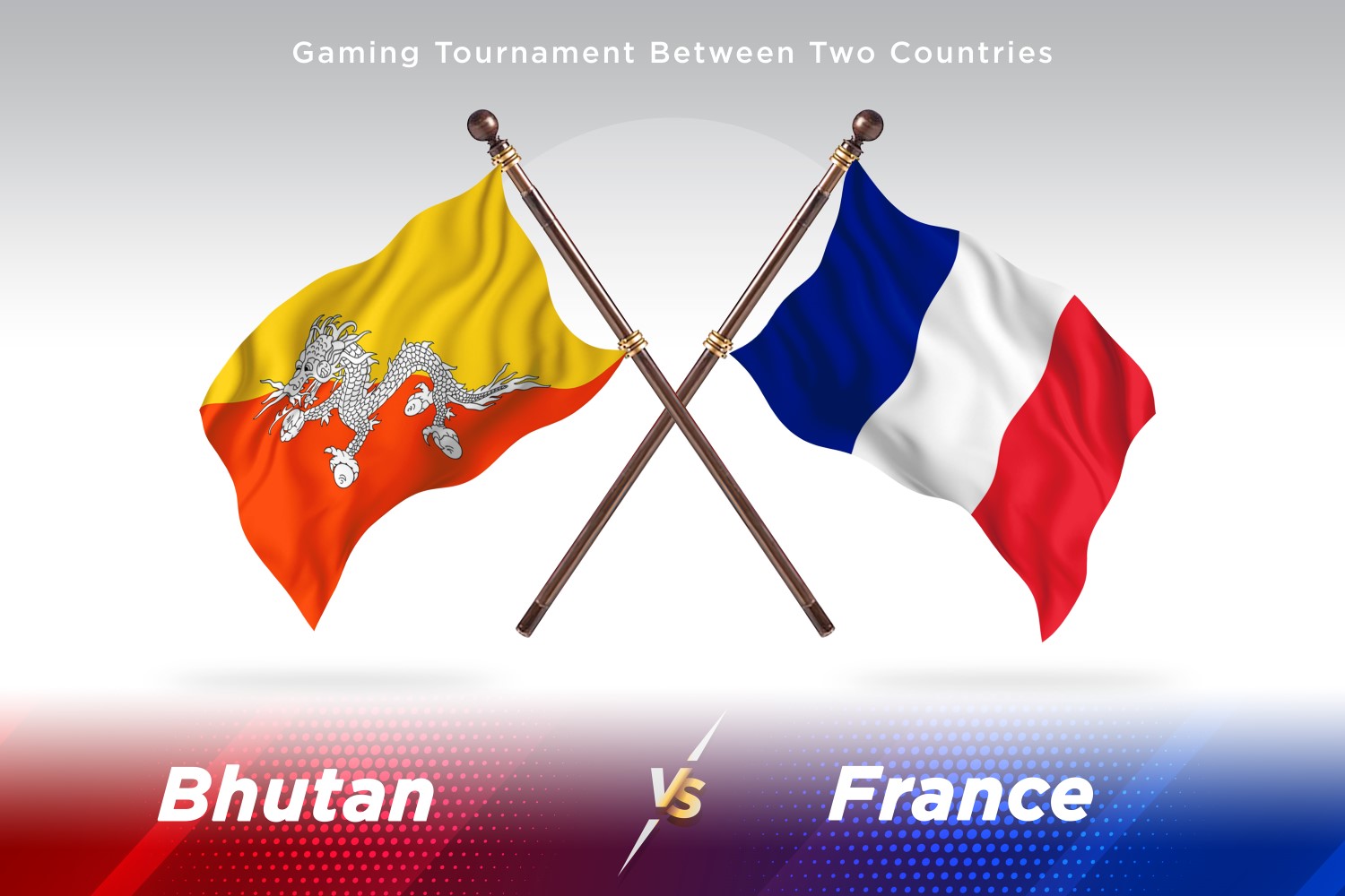 Bhutan versus France Two Flags