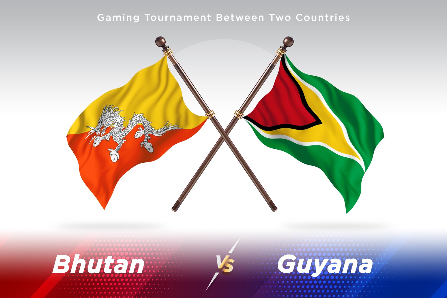 Bhutan versus Guyana Two Flags