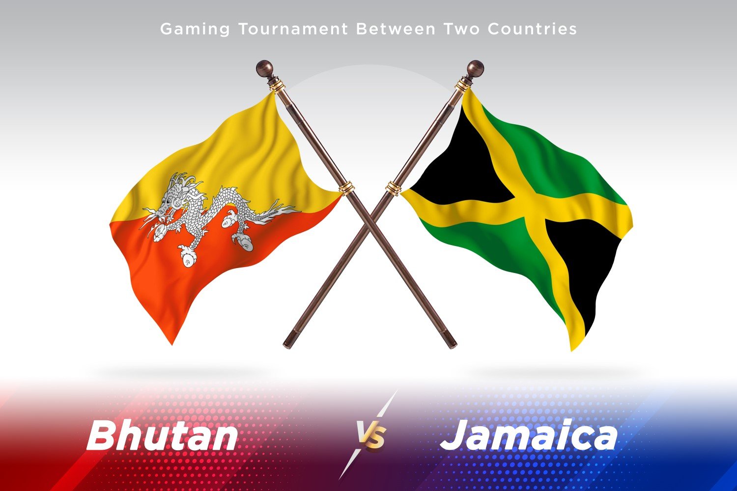 Bhutan versus Jamaica Two Flags