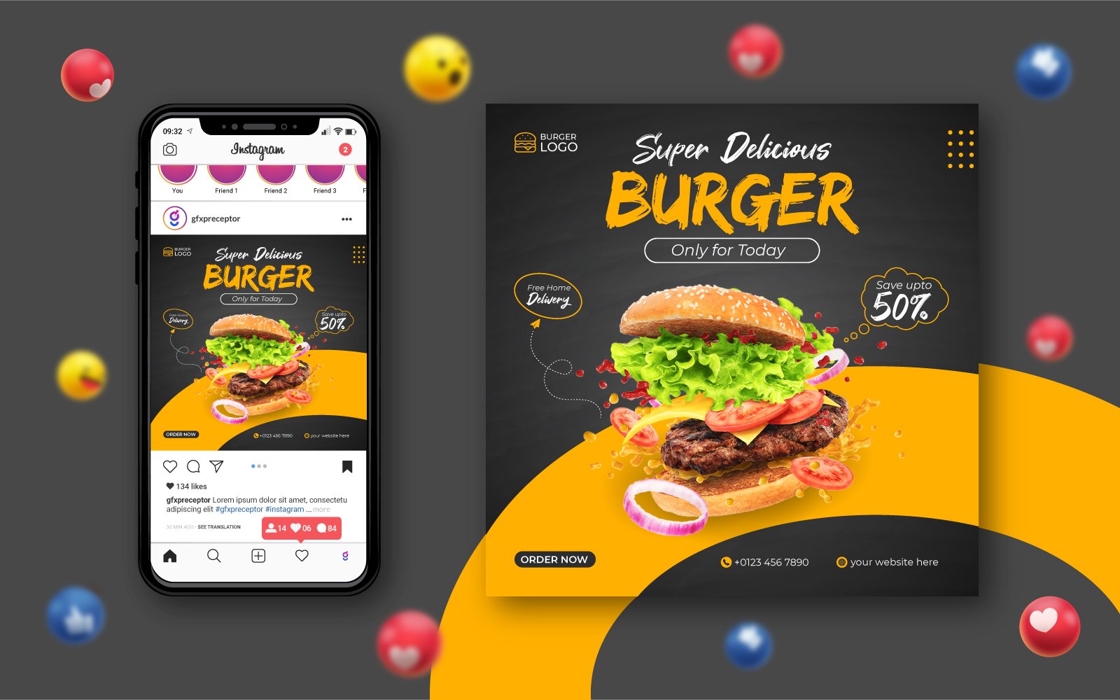 Social Media Food Promotion and Banner Design Template
