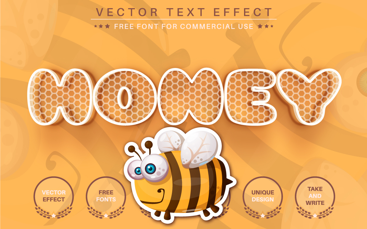 Sweet Yellow Honey -  Editable Text Effect, Font Style, Graphics Illustration