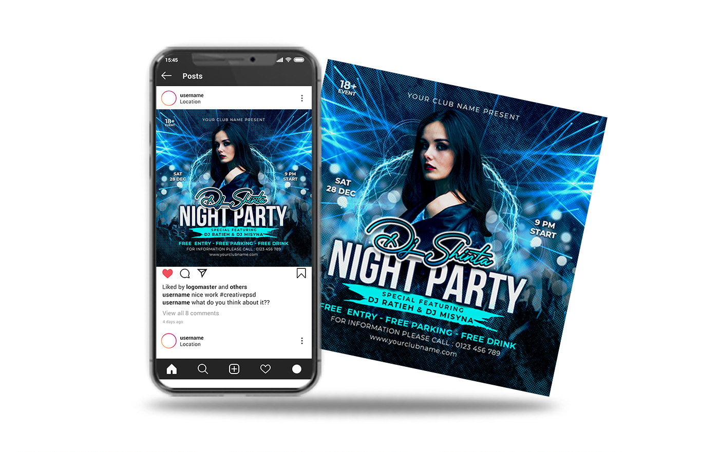 night party dj flyer social media post