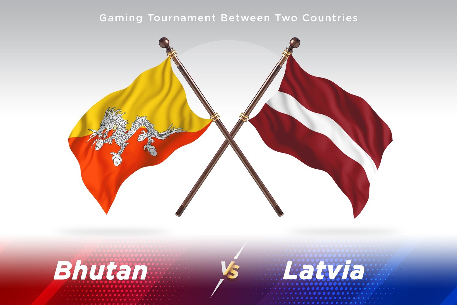 Bhutan versus Latvia Two Flags