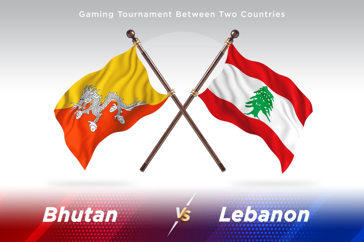 Bhutan versus Lebanon Two Flags