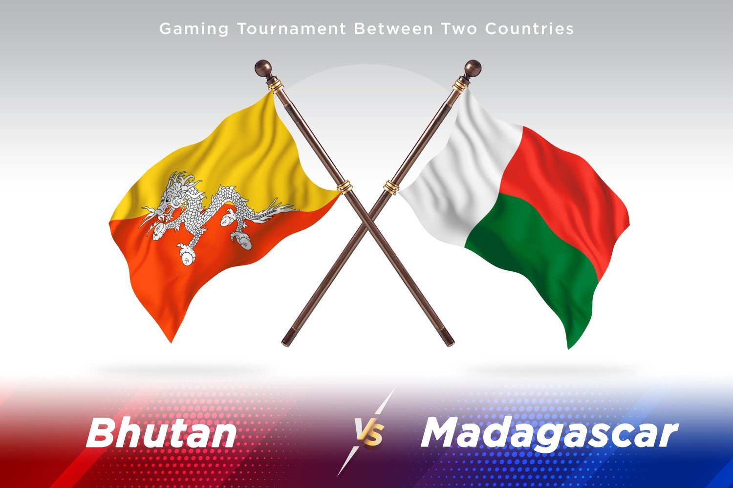 Bhutan versus Madagascar Two Flags