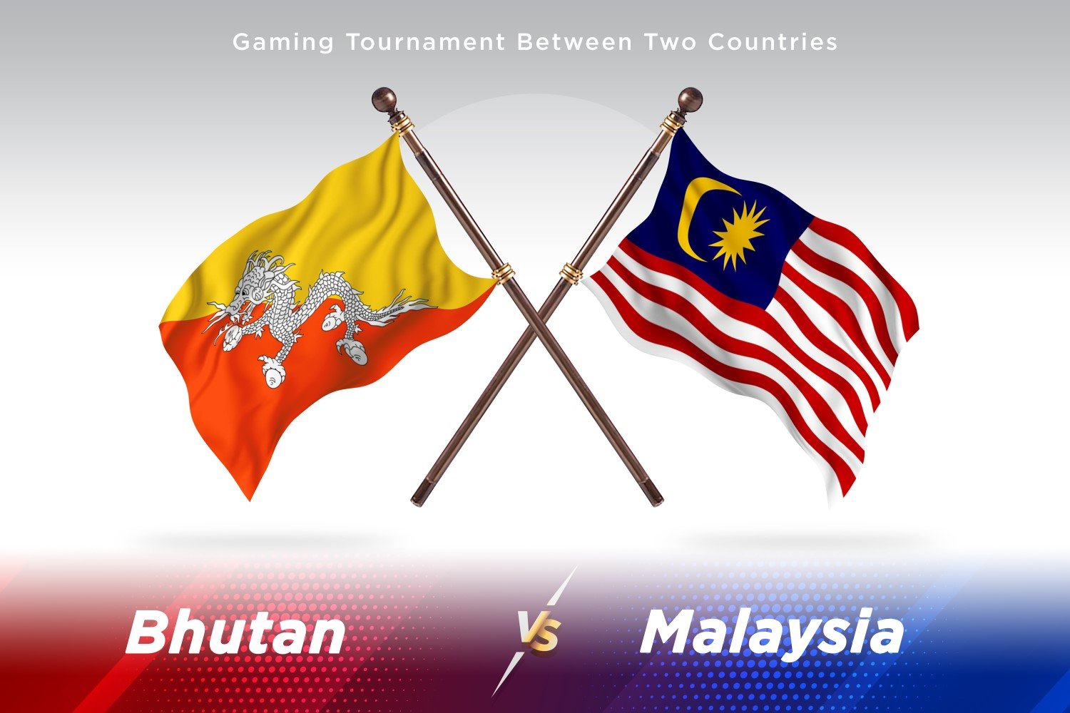 Bhutan versus Malaysia Two Flags