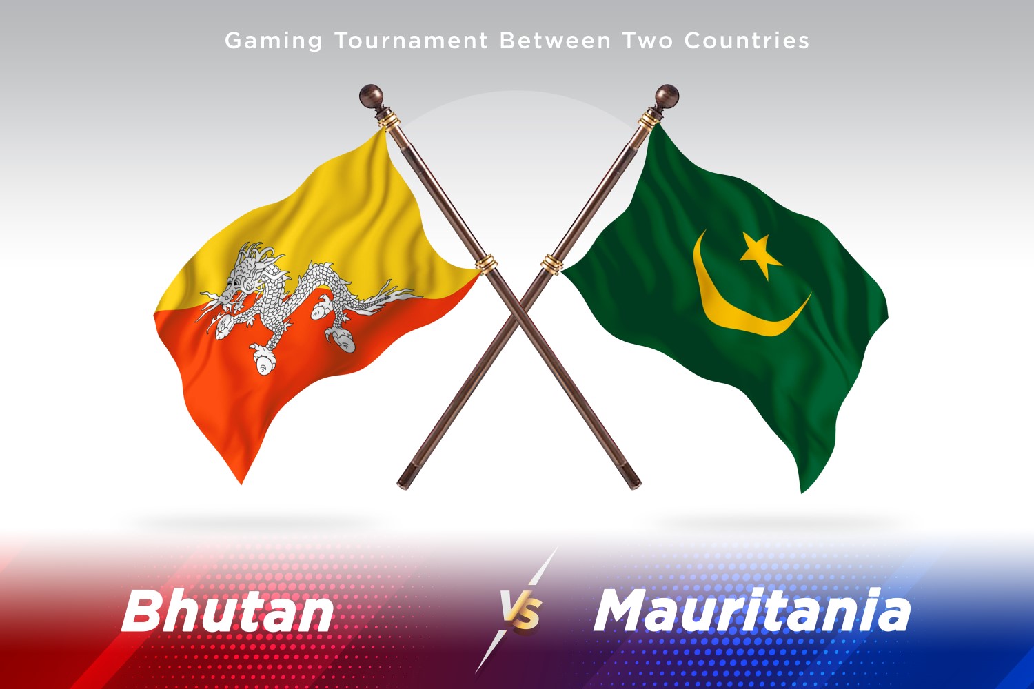 Bhutan versus Mauritania Two Flags