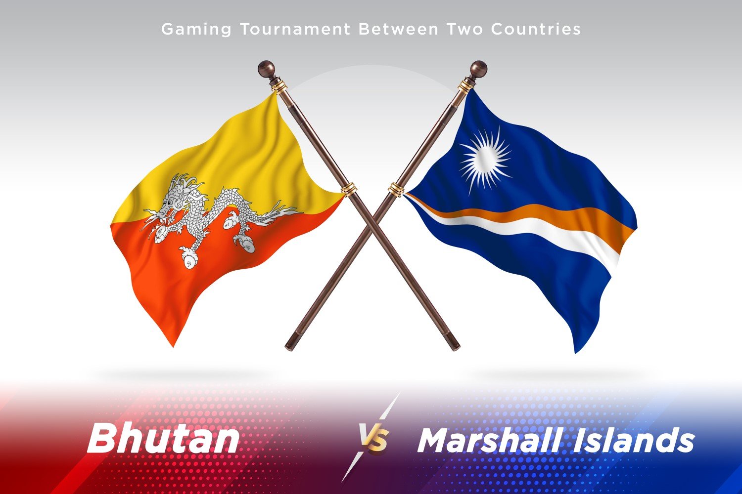 Bhutan versus Marshall islands Two Flags