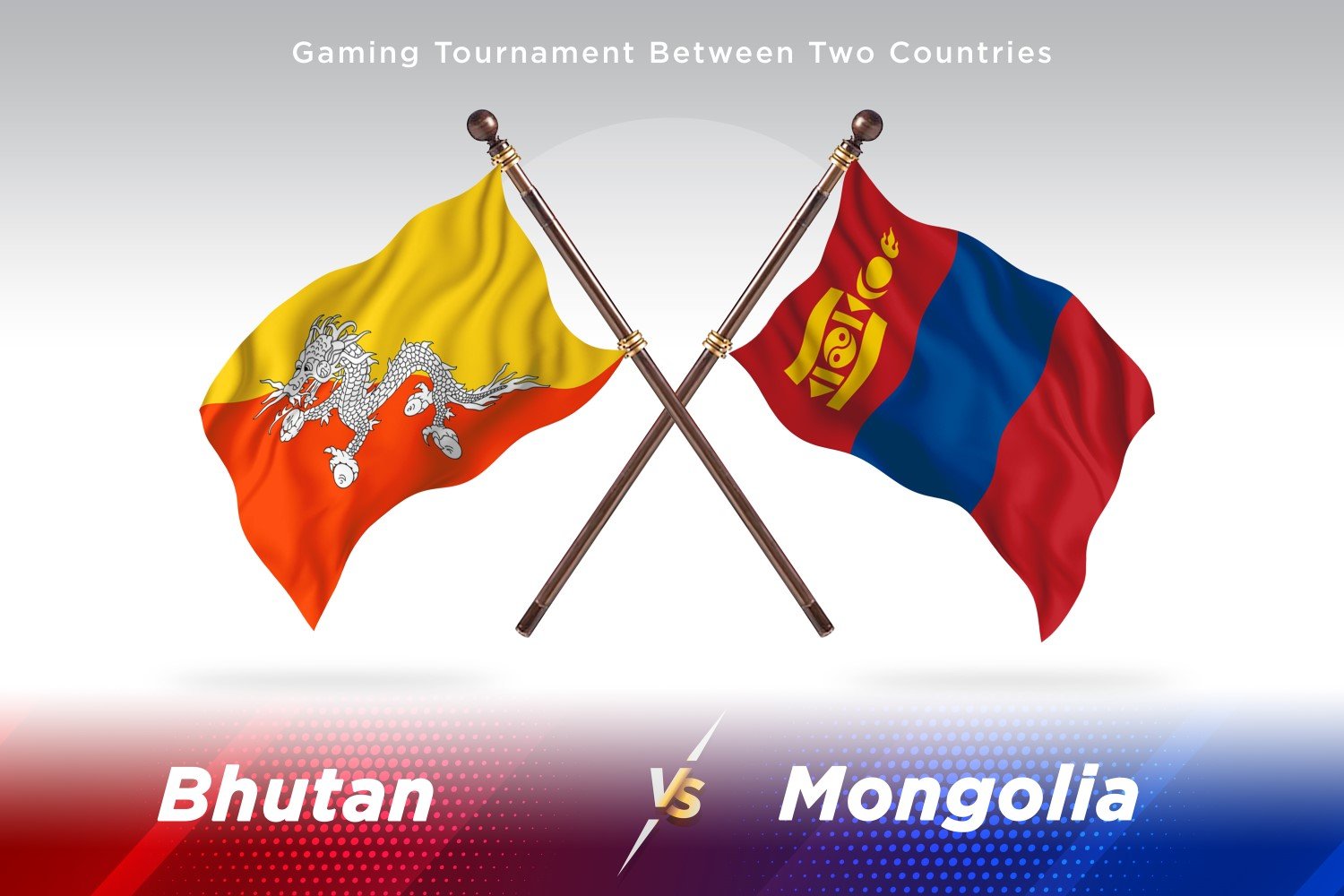 Bhutan versus Mongolia Two Flags