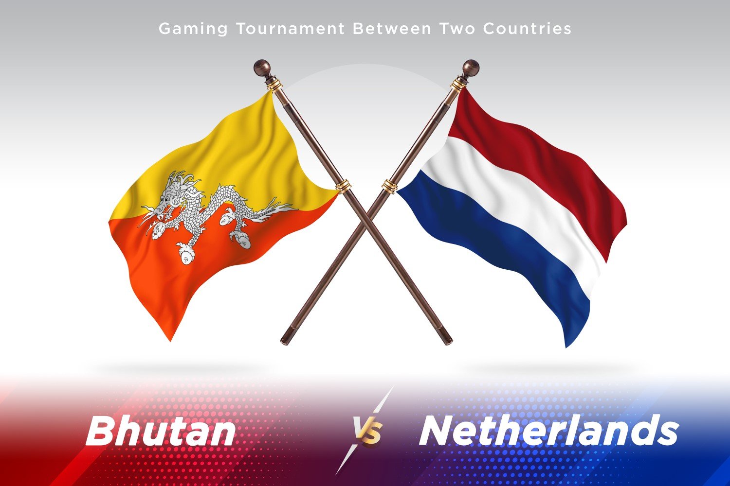 Bhutan versus Netherlands Two Flags