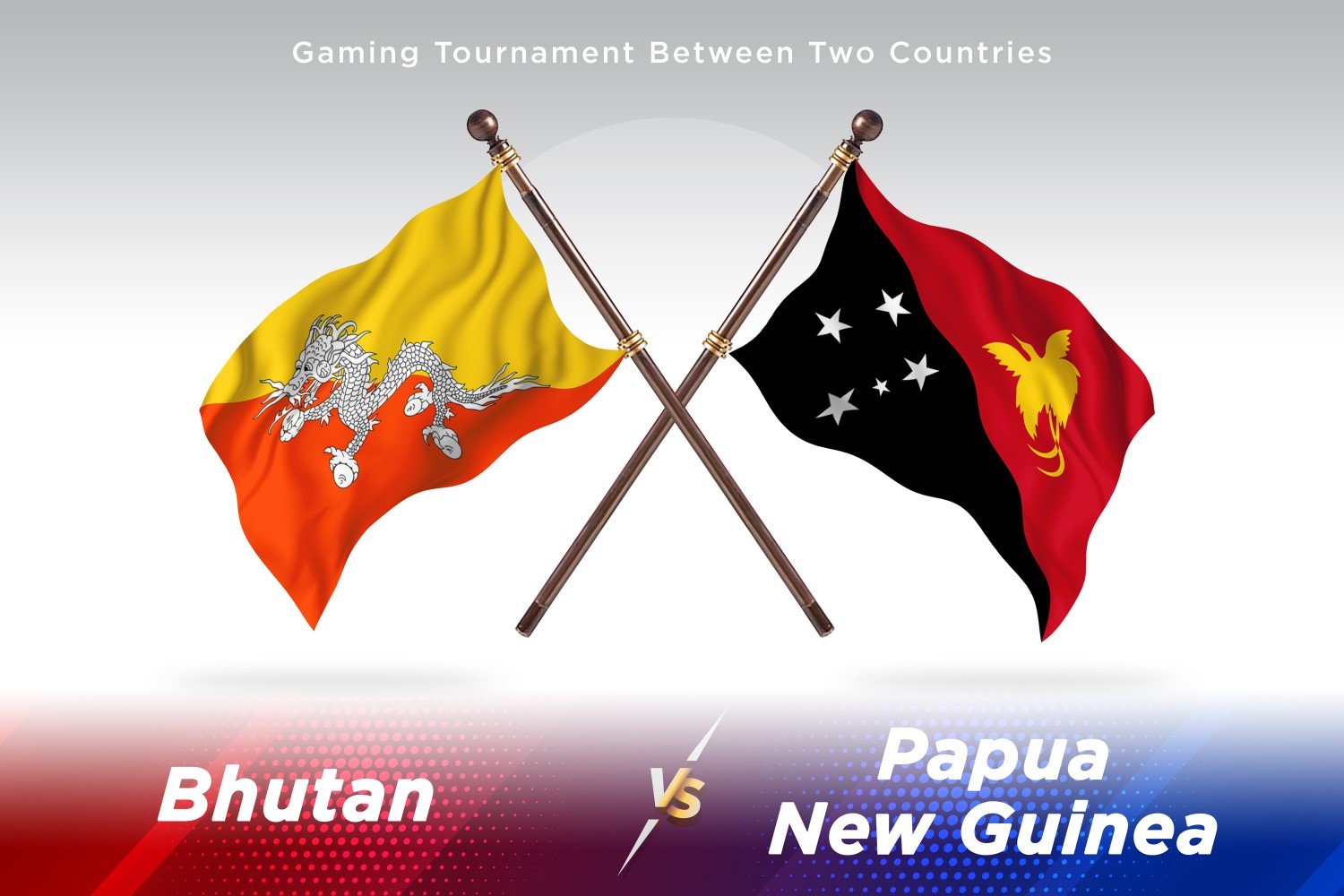 Bhutan versus Papua new guinea Two Flags