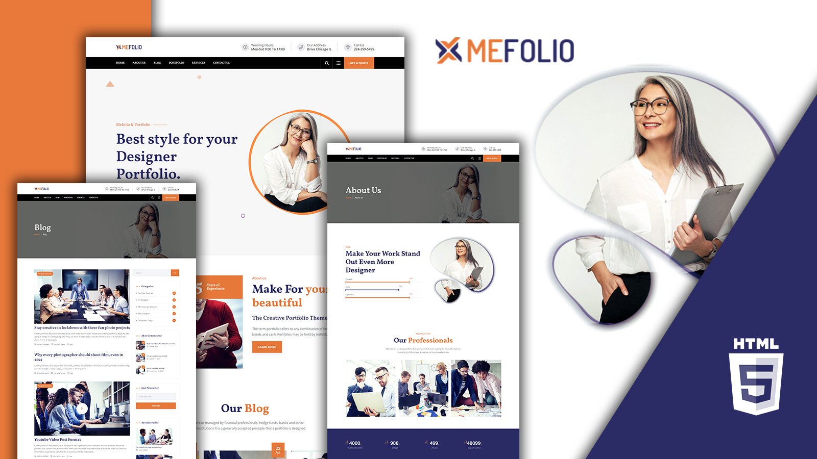 Mefolio Freelancer Portfolio HTML5 Website Template