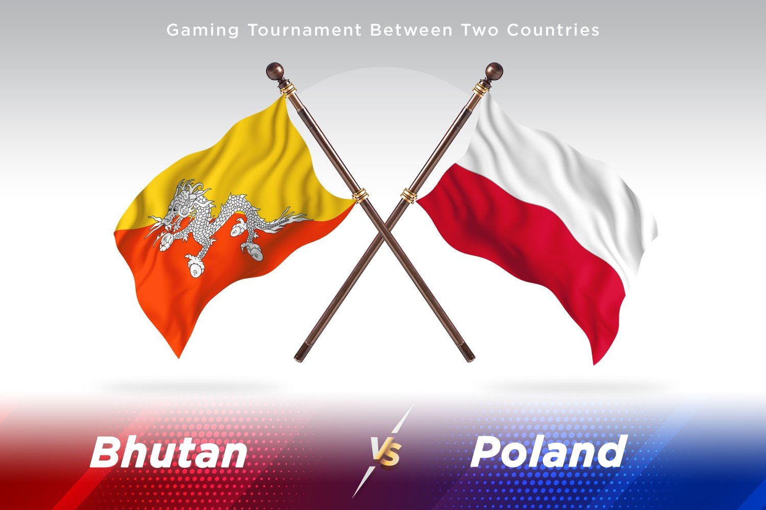 Bhutan versus Poland Two Flags