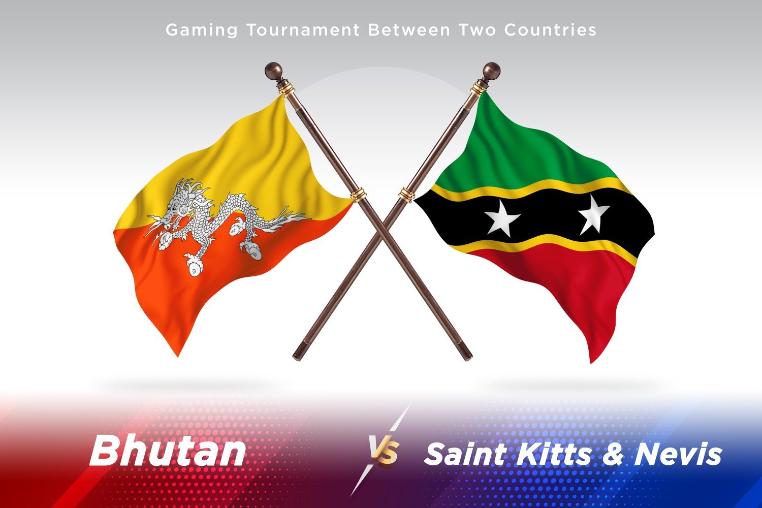 Bhutan versus saint Kitts and Nevis Two Flags