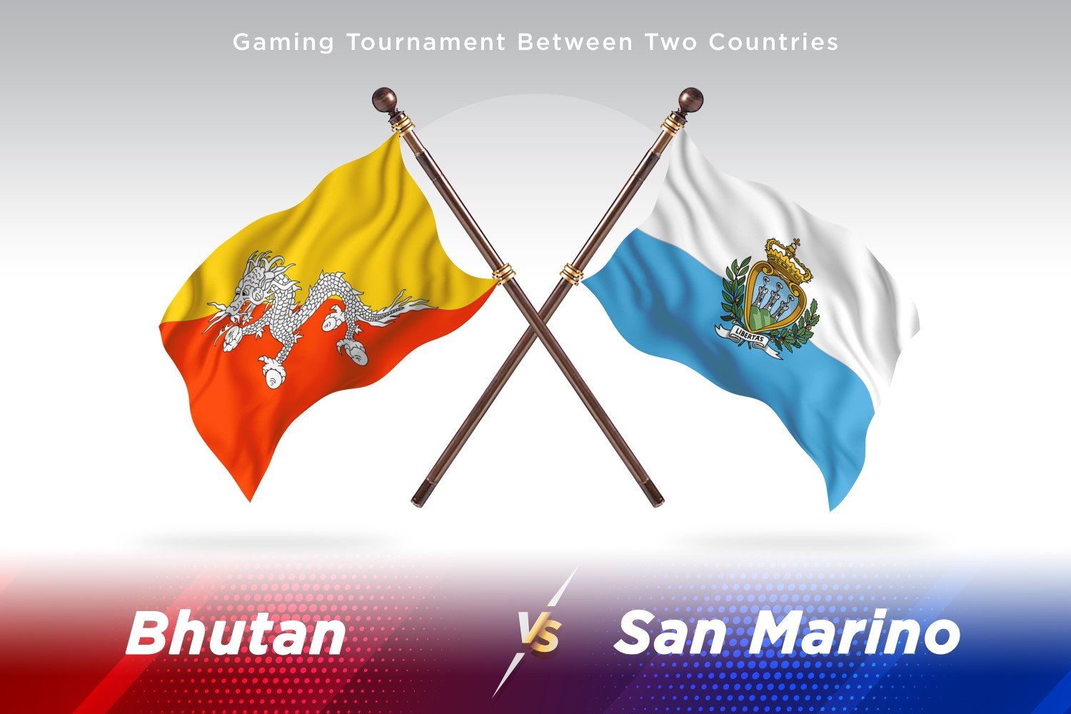 Bhutan versus san Marino Two Flags