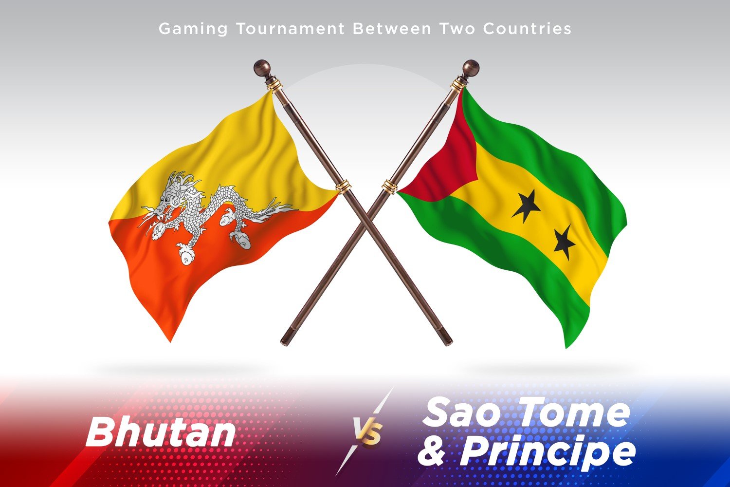 Bhutan versus Sao tome Principe Two Flags