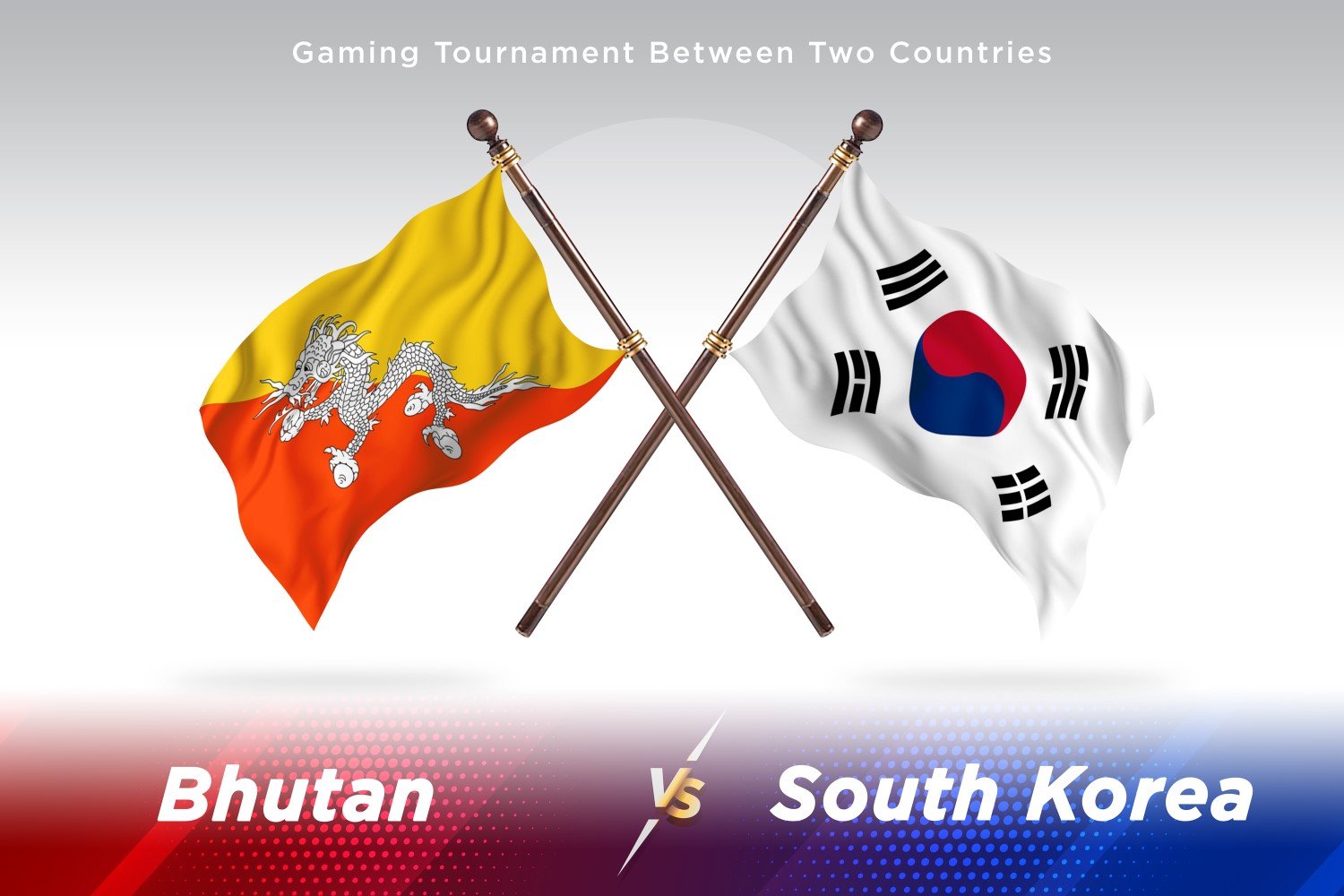 Bhutan versus south Korea Two Flags