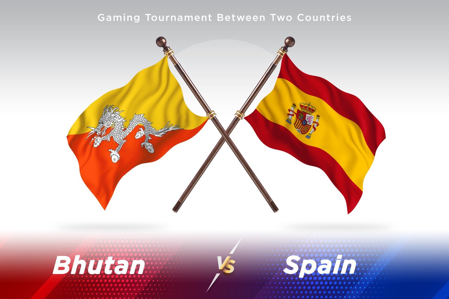 Bhutan versus Spain Two Flags