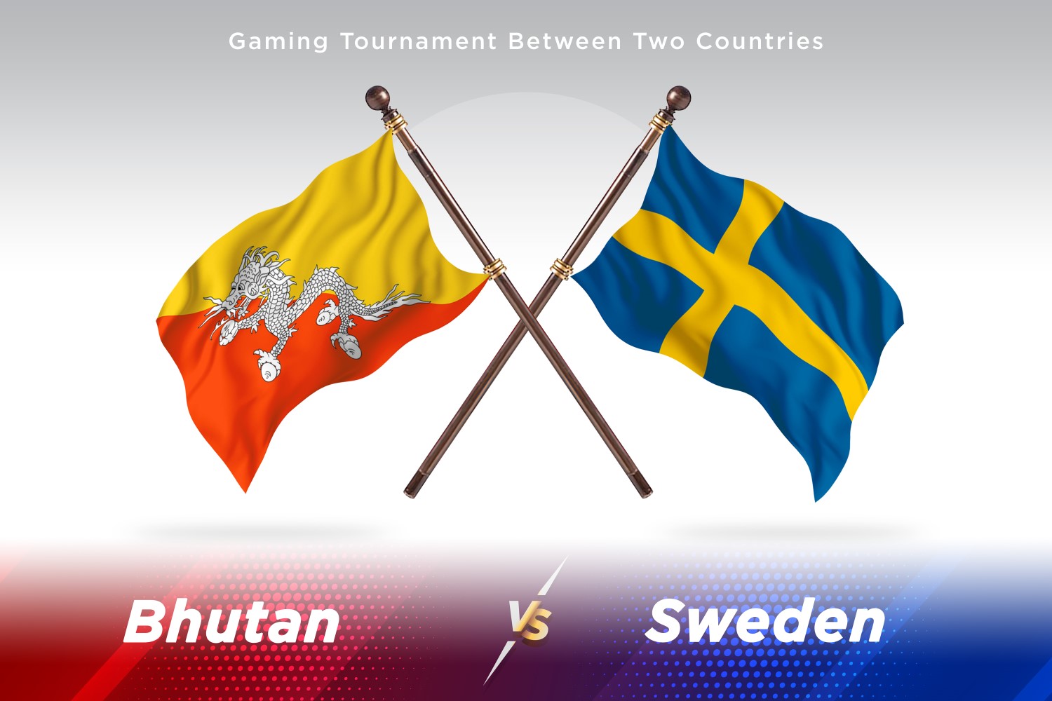 Bhutan versus Sweden Two Flags