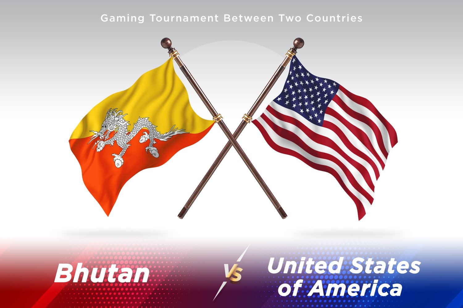 Bhutan versus united states of America Two Flags