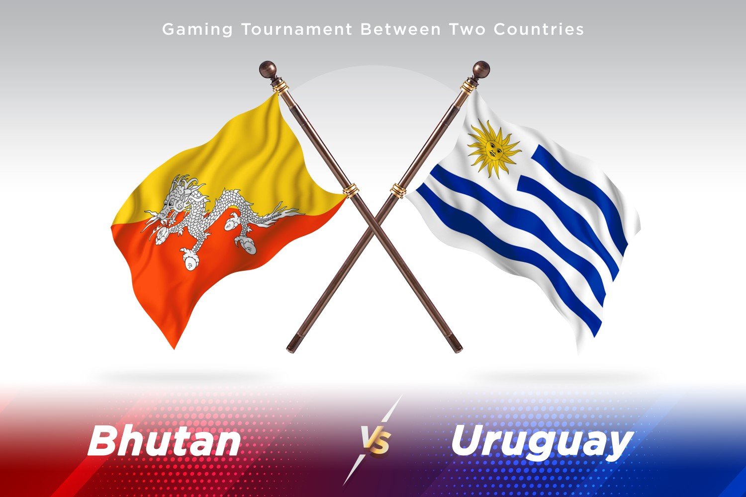 Bhutan versus Uruguay Two Flags