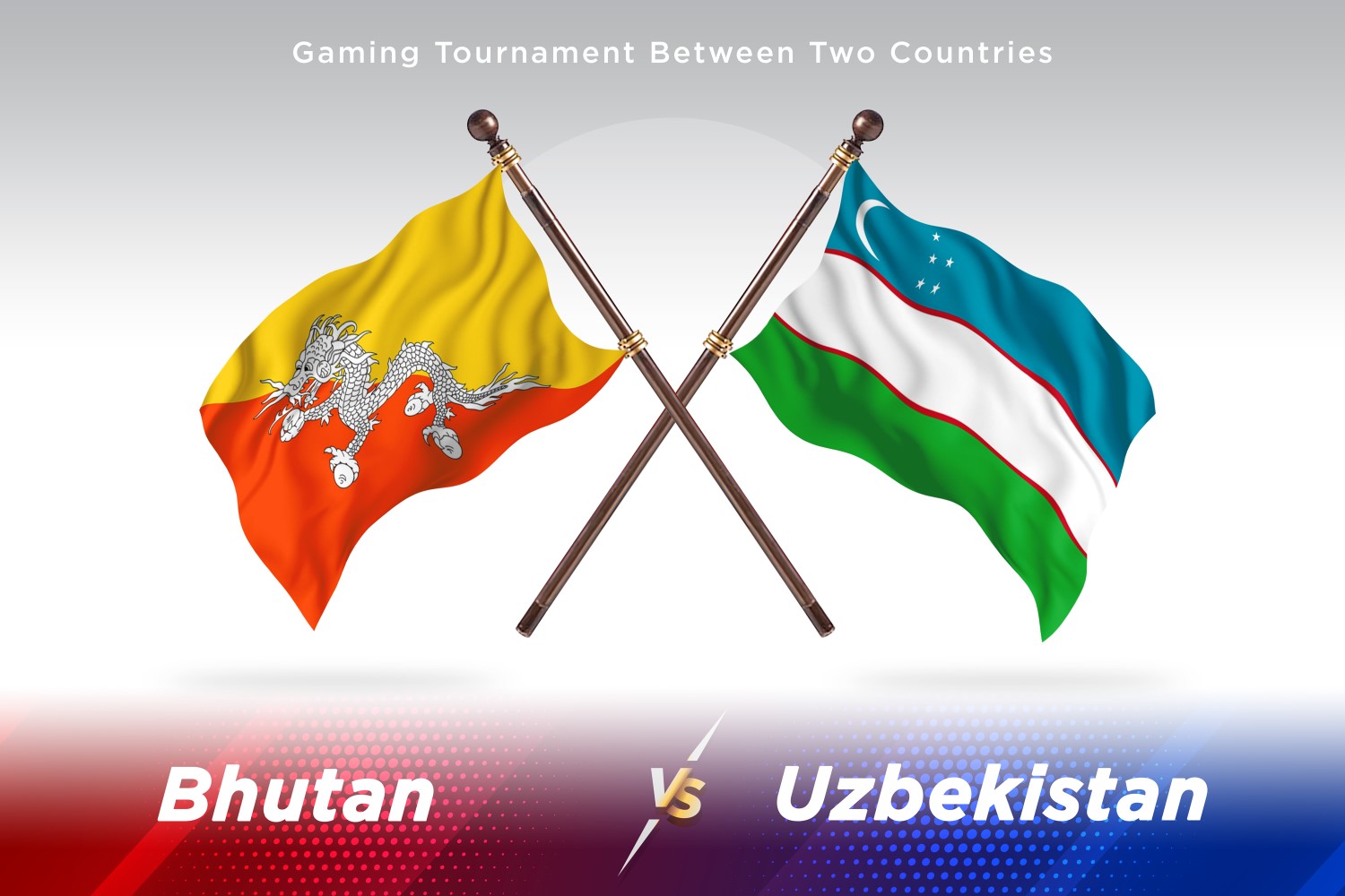 Bhutan versus Uzbekistan Two Flags