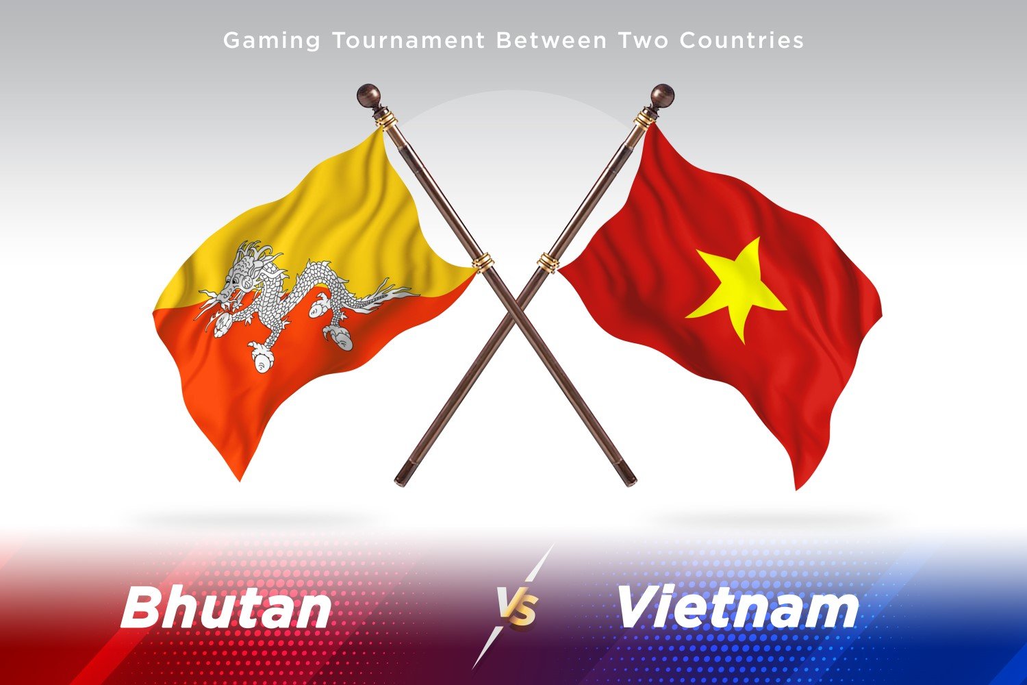 Bhutan versus Vietnam Two Flags