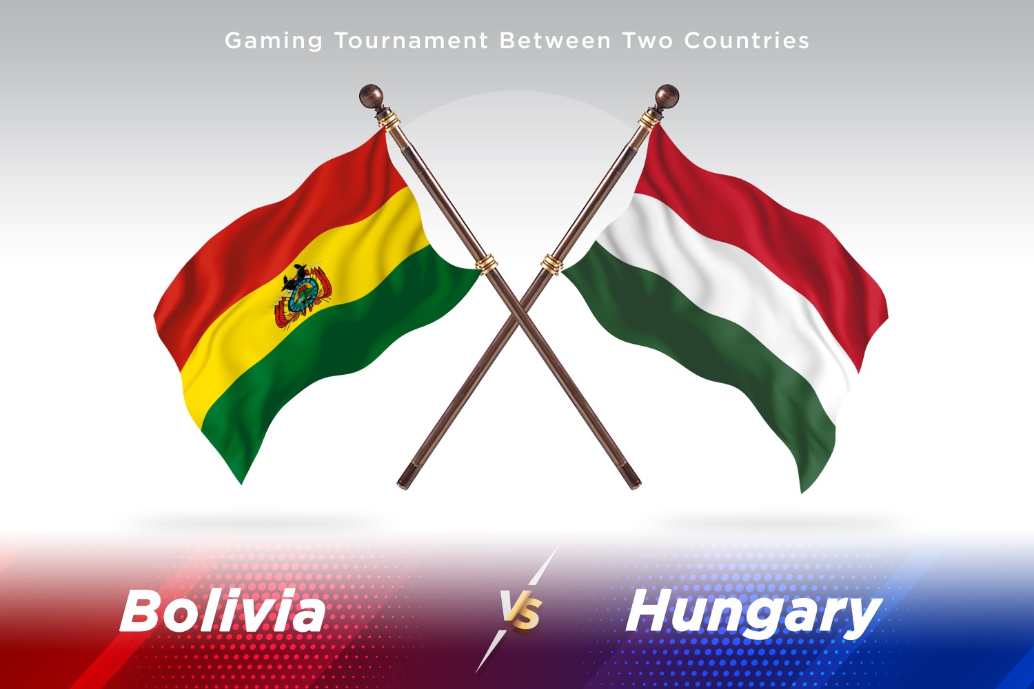 Bolivia versus Hungary Two Flags