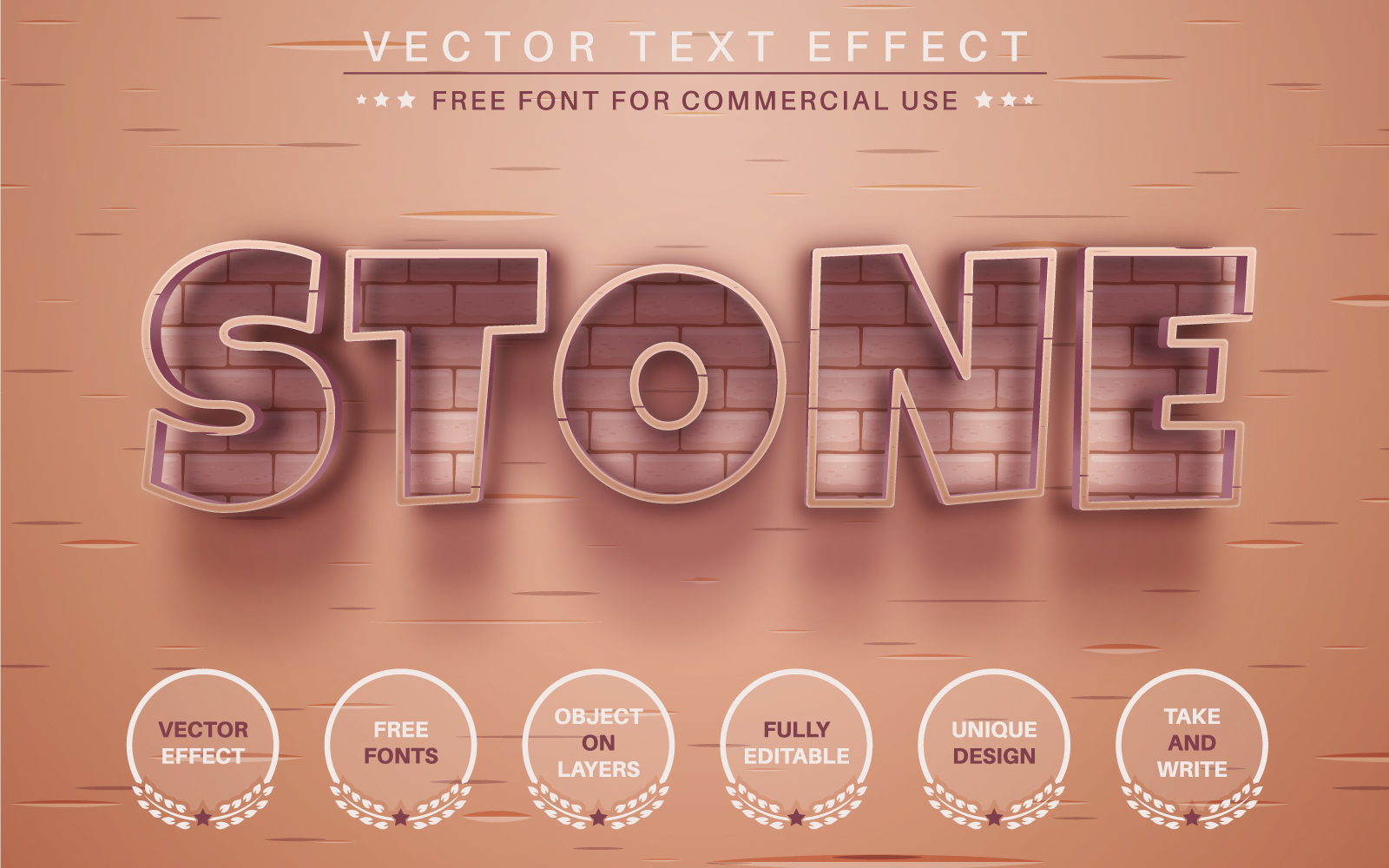 Brick Stone - Editable Text Effect, Font Style, Graphic Illustration